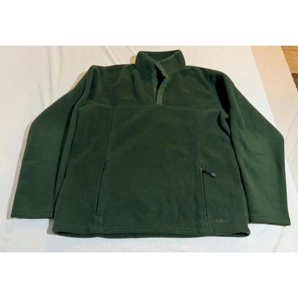 L.L. Bean‎ Mens Quarter Button Fleece Pullover Sweater With Pockets Size Large